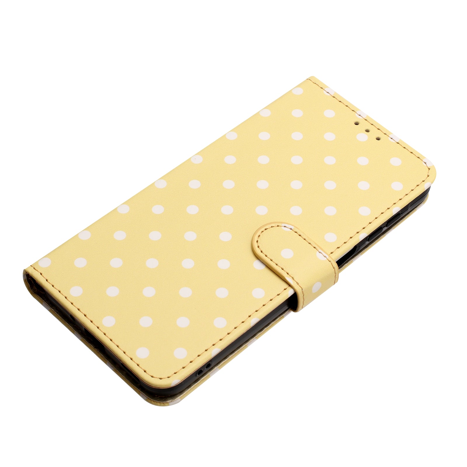 For Xiaomi Poco M8 Pro 5G / Redmi Note 15 Pro+ 5G (Global) Leather Case Polka Dot Pattern Wallet Stand Folio Phone Cover - Yellow