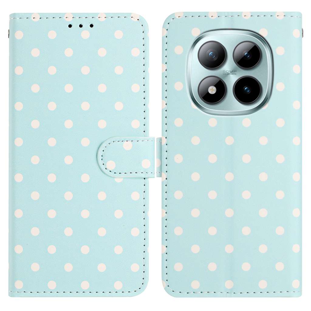 For Xiaomi Poco M8 Pro 5G / Redmi Note 15 Pro+ 5G (Global) Leather Case Polka Dot Pattern Wallet Stand Folio Phone Cover - Blue