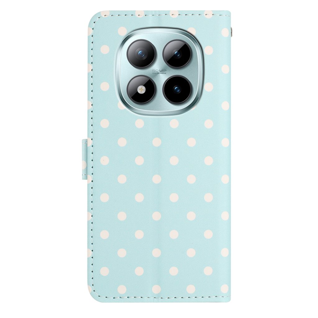 For Xiaomi Poco M8 Pro 5G / Redmi Note 15 Pro+ 5G (Global) Leather Case Polka Dot Pattern Wallet Stand Folio Phone Cover - Blue