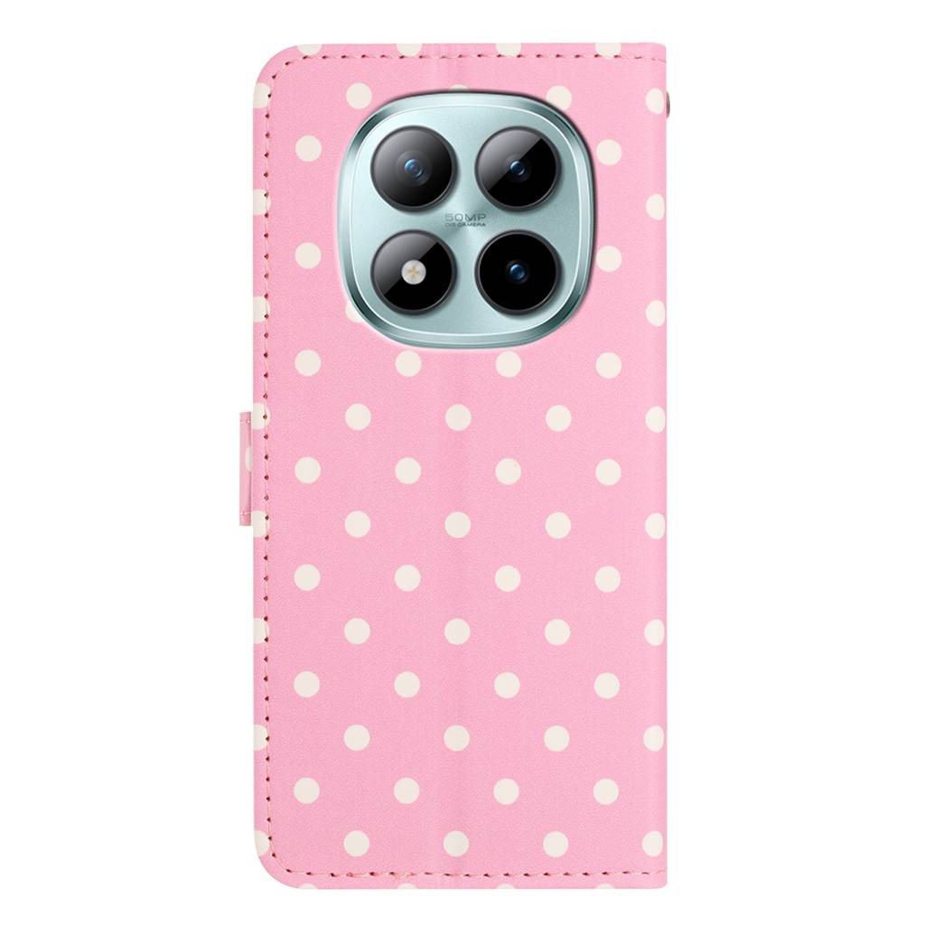 For Xiaomi Poco M8 Pro 5G / Redmi Note 15 Pro+ 5G (Global) Leather Case Polka Dot Pattern Wallet Stand Folio Phone Cover - Pink