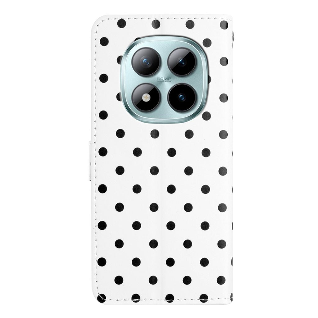 For Xiaomi Poco M8 Pro 5G / Redmi Note 15 Pro+ 5G (Global) Leather Case Polka Dot Pattern Wallet Stand Folio Phone Cover - White