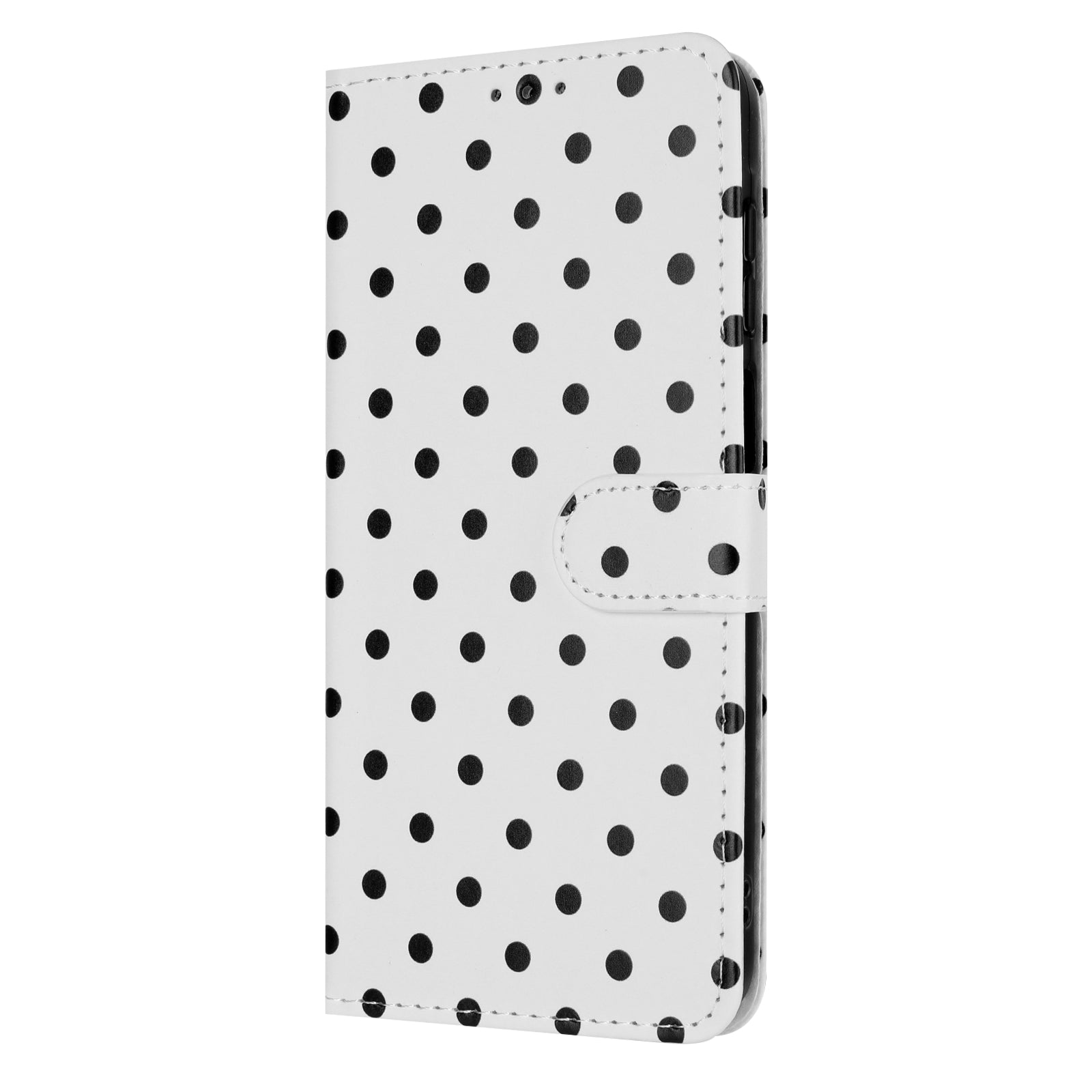 For Xiaomi Poco M8 Pro 5G / Redmi Note 15 Pro+ 5G (Global) Leather Case Polka Dot Pattern Wallet Stand Folio Phone Cover - White