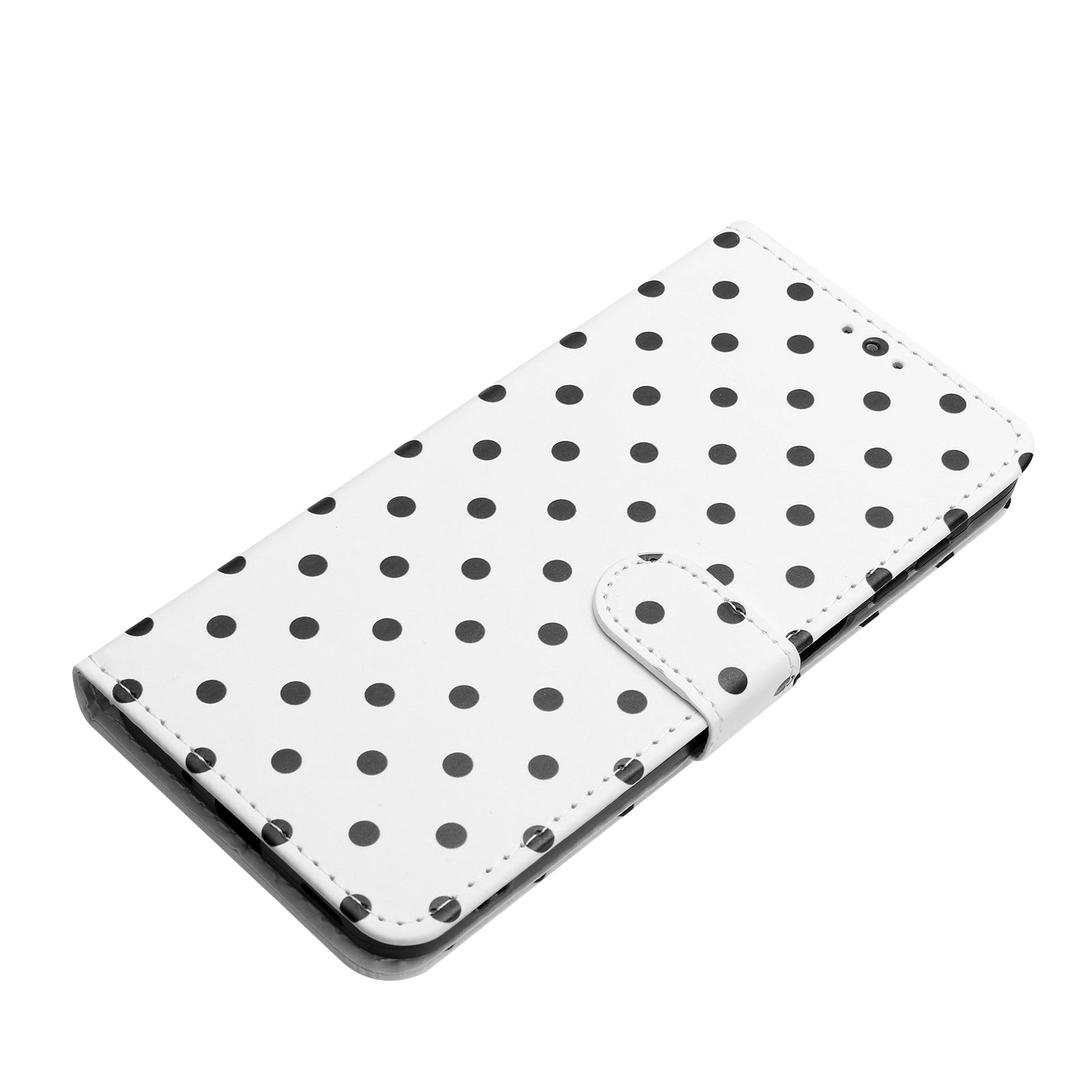 For Xiaomi Poco M8 Pro 5G / Redmi Note 15 Pro+ 5G (Global) Leather Case Polka Dot Pattern Wallet Stand Folio Phone Cover - White