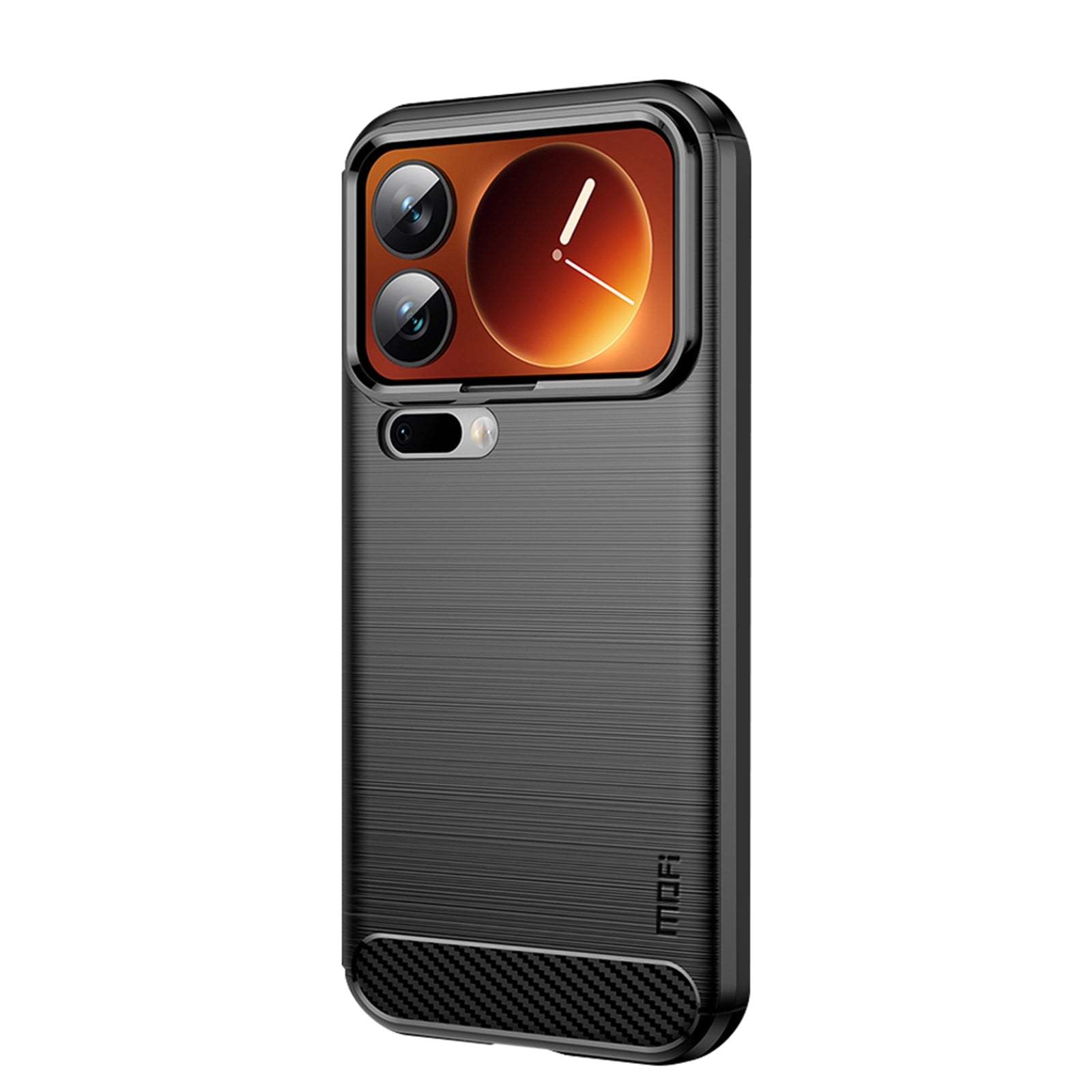 For Xiaomi 17 Pro Max Back Cover MOFI Brushed Texture Carbon Fiber Soft TPU Case - Black