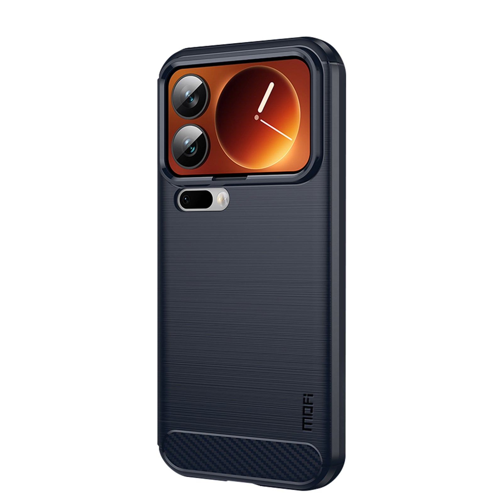 For Xiaomi 17 Pro Max Back Cover MOFI Brushed Texture Carbon Fiber Soft TPU Case - Blue