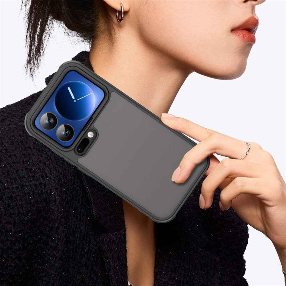 For Xiaomi 17 Pro Case Drop Proof Airbags Frosted Translucent PC + TPU Phone Back Cover - Black