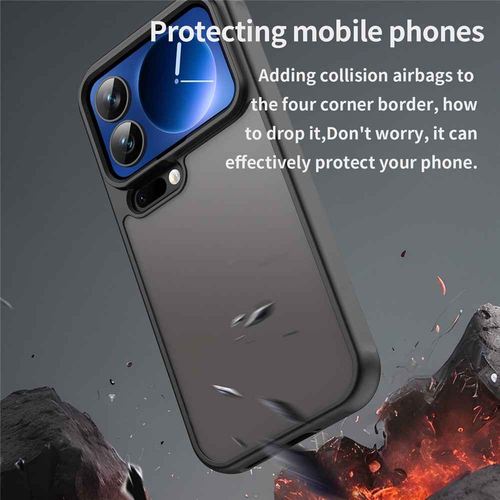 For Xiaomi 17 Pro Case Drop Proof Airbags Frosted Translucent PC + TPU Phone Back Cover - Black