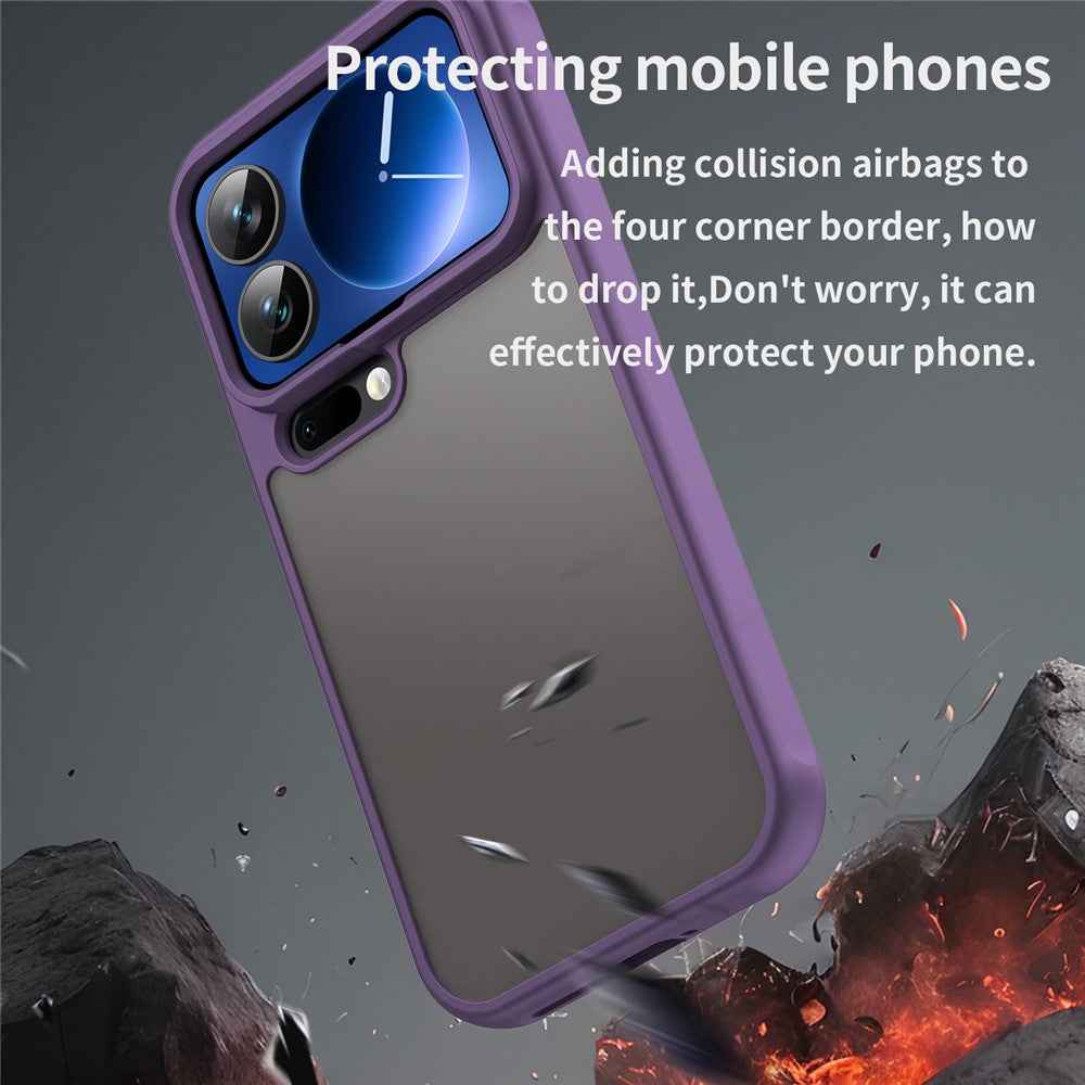For Xiaomi 17 Pro Case Drop Proof Airbags Frosted Translucent PC + TPU Phone Back Cover - Purple