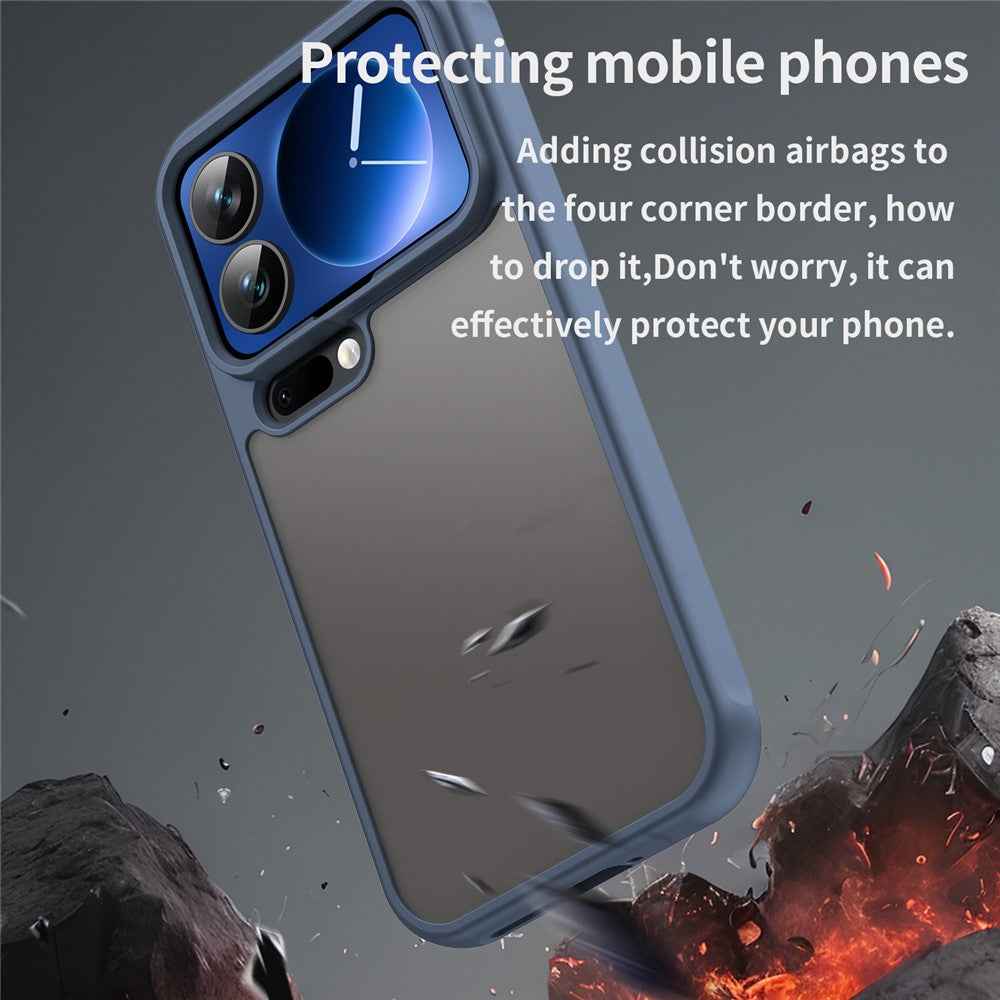 For Xiaomi 17 Pro Case Drop Proof Airbags Frosted Translucent PC + TPU Phone Back Cover - Blue