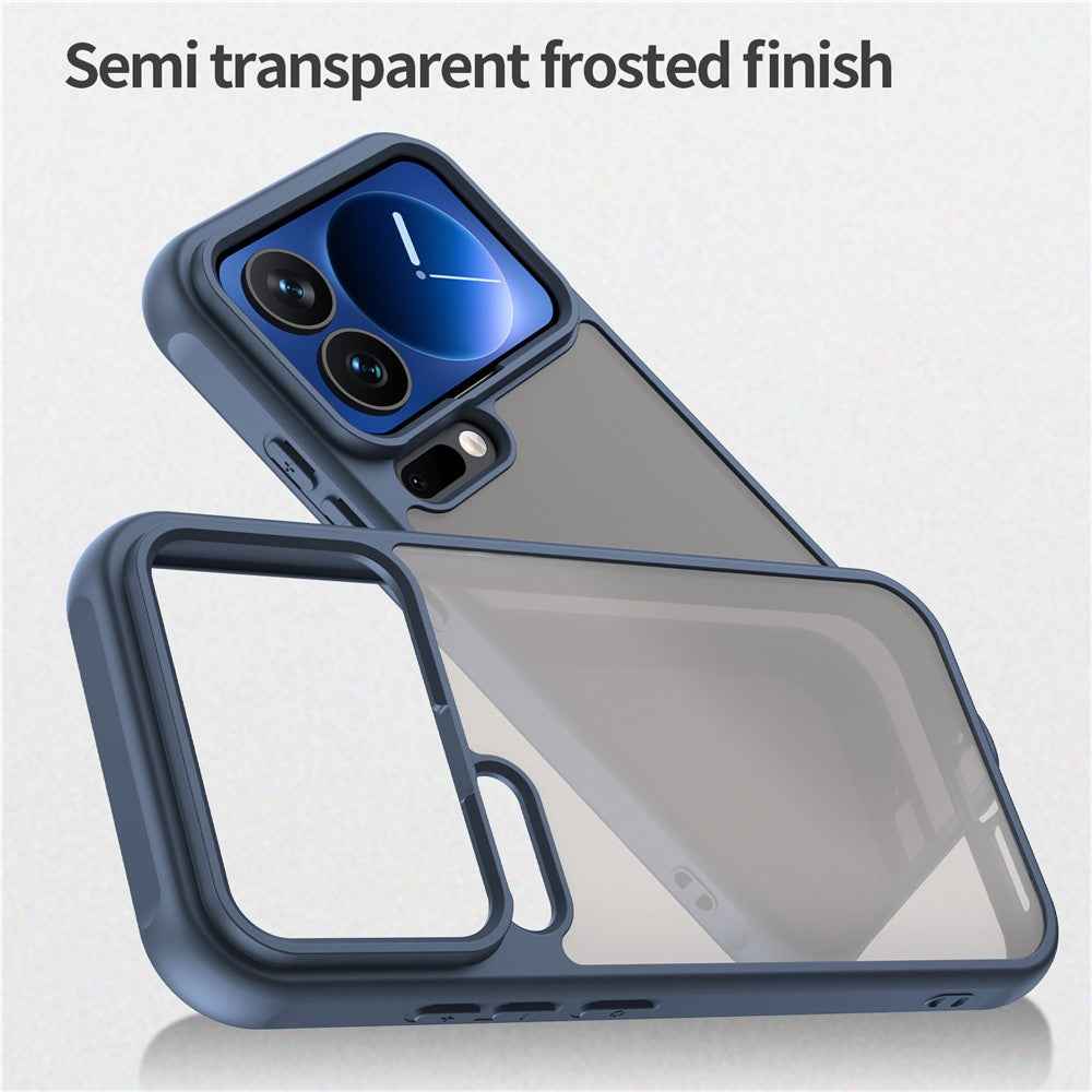 For Xiaomi 17 Pro Case Drop Proof Airbags Frosted Translucent PC + TPU Phone Back Cover - Blue