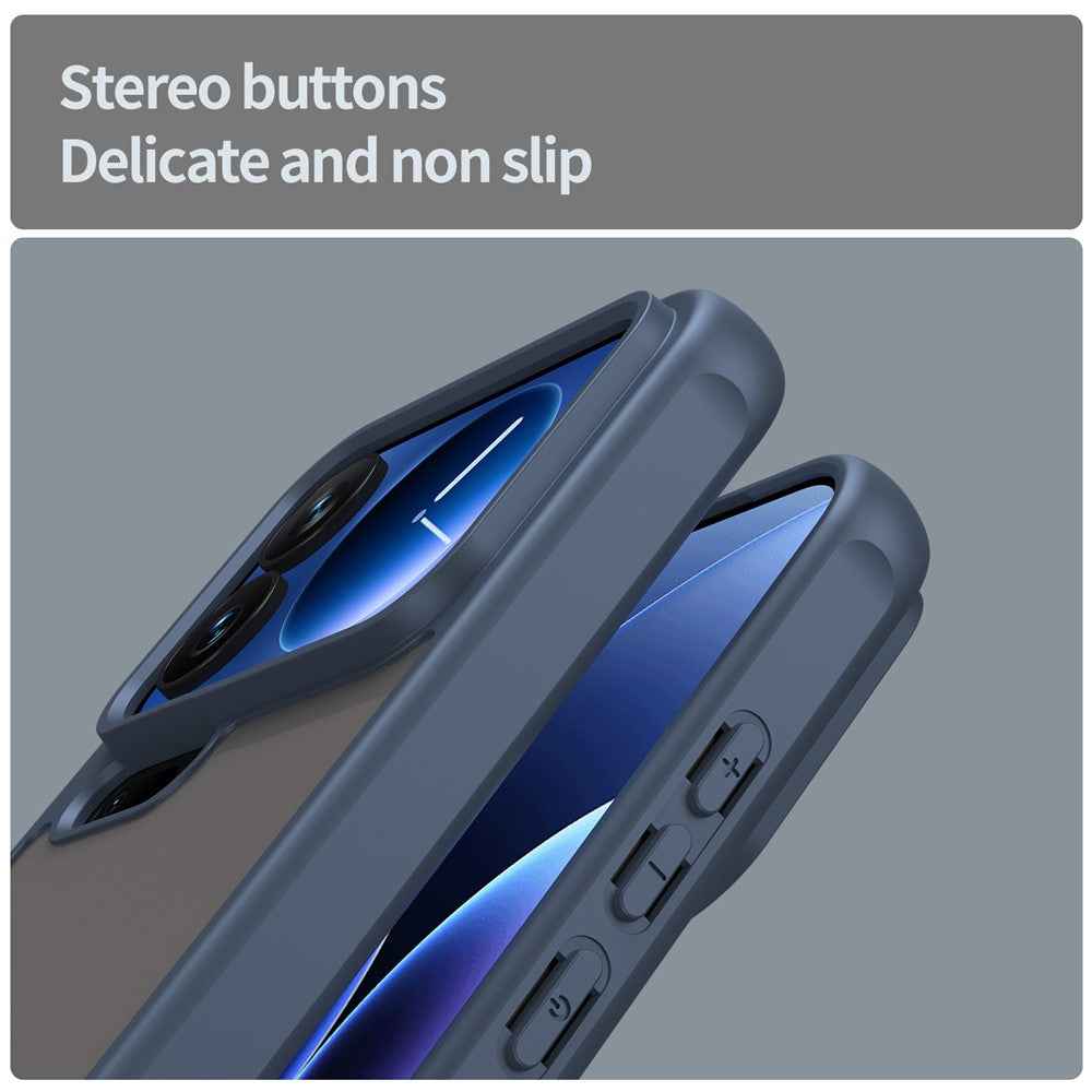 For Xiaomi 17 Pro Case Drop Proof Airbags Frosted Translucent PC + TPU Phone Back Cover - Blue