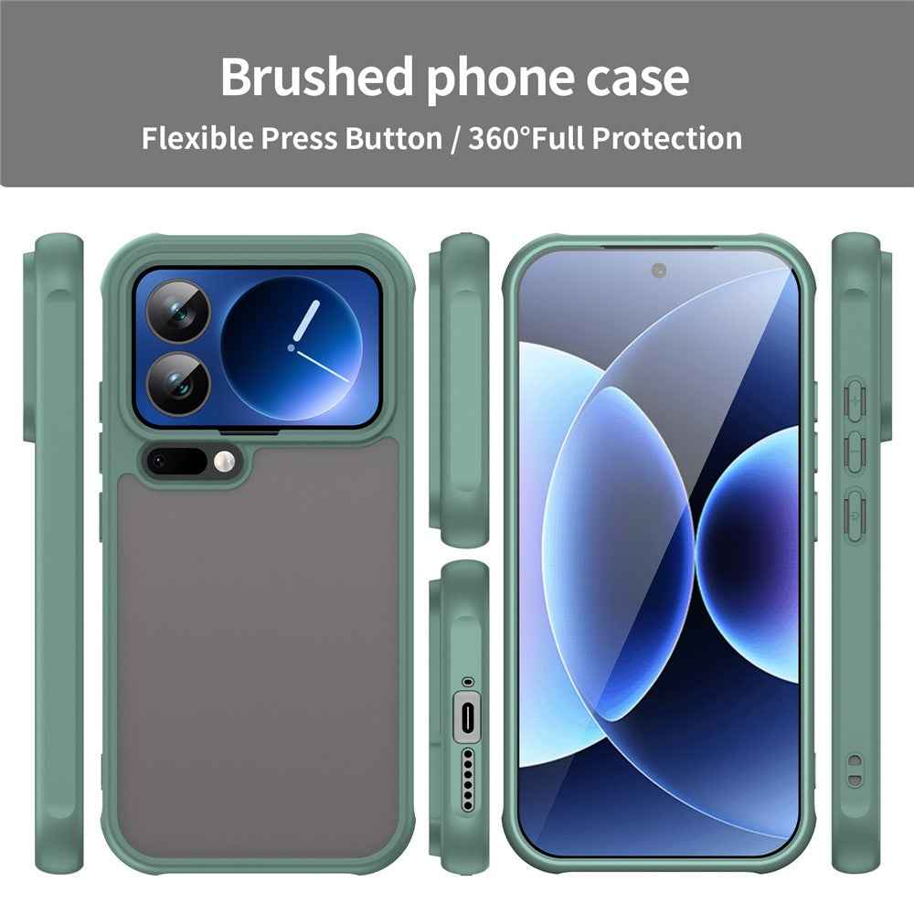For Xiaomi 17 Pro Case Drop Proof Airbags Frosted Translucent PC + TPU Phone Back Cover - Green