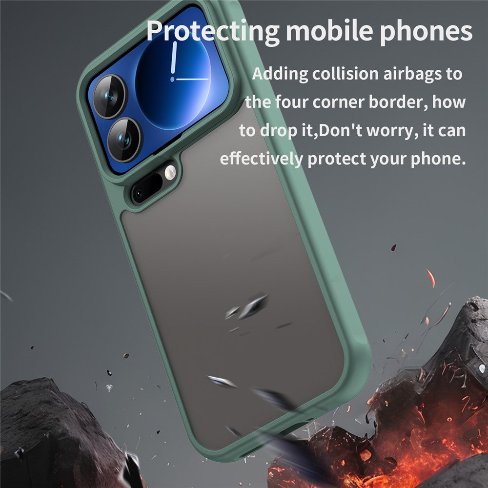 For Xiaomi 17 Pro Case Drop Proof Airbags Frosted Translucent PC + TPU Phone Back Cover - Green