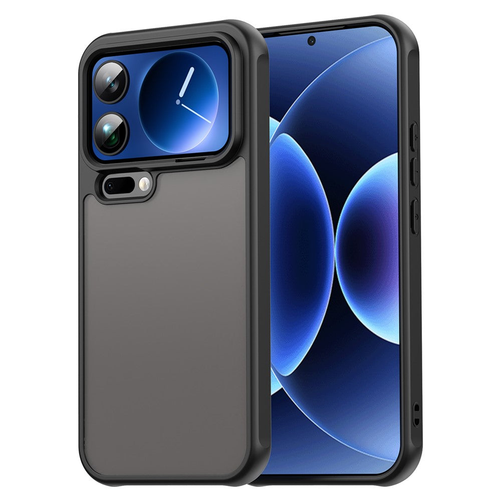 For Xiaomi 17 Pro Max Case Drop Proof Airbags Frosted Translucent PC + TPU Phone Back Cover - Black