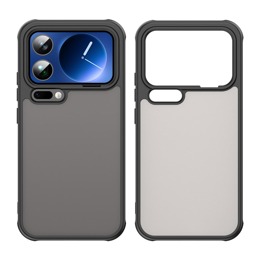 For Xiaomi 17 Pro Max Case Drop Proof Airbags Frosted Translucent PC + TPU Phone Back Cover - Black