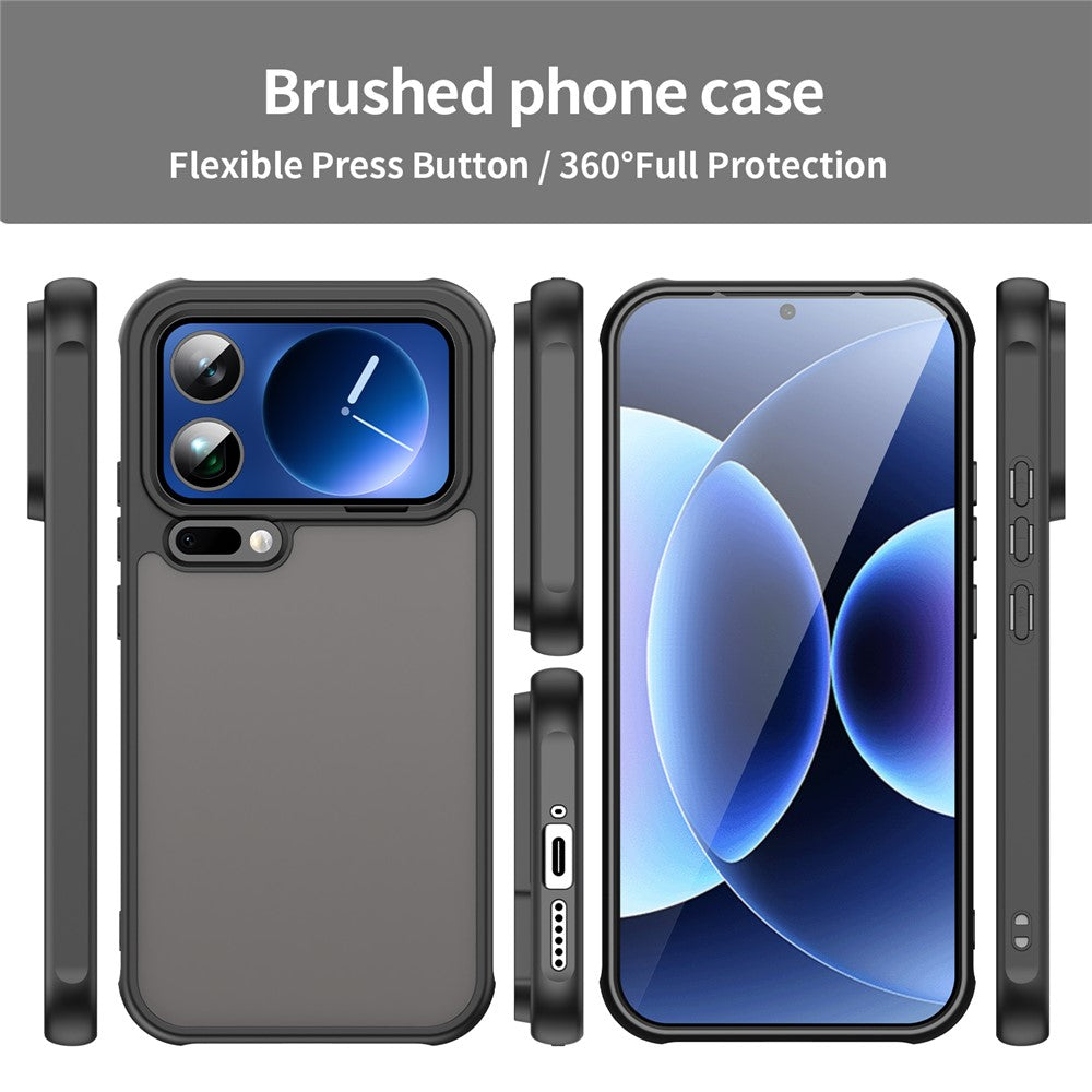 For Xiaomi 17 Pro Max Case Drop Proof Airbags Frosted Translucent PC + TPU Phone Back Cover - Black