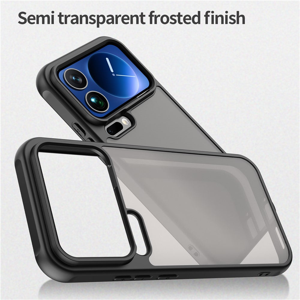 For Xiaomi 17 Pro Max Case Drop Proof Airbags Frosted Translucent PC + TPU Phone Back Cover - Black