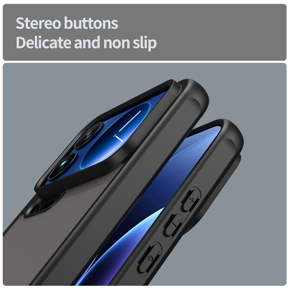 For Xiaomi 17 Pro Max Case Drop Proof Airbags Frosted Translucent PC + TPU Phone Back Cover - Black