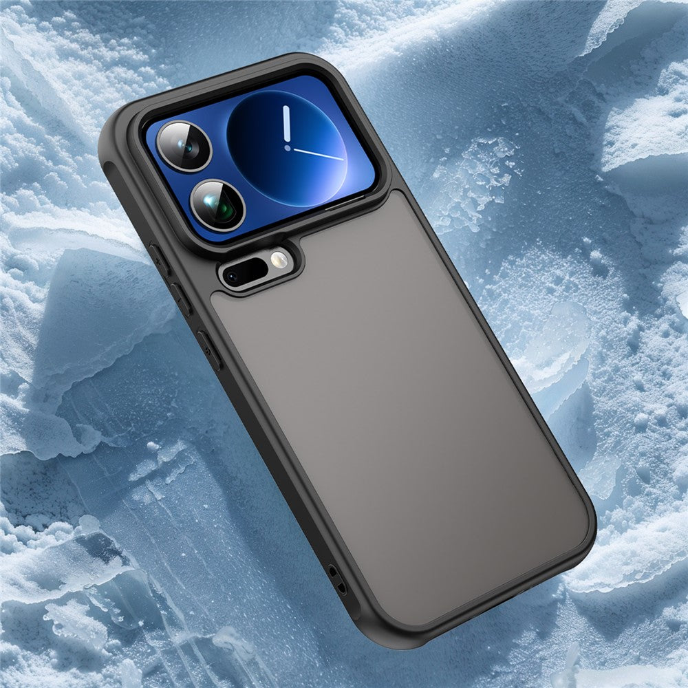 For Xiaomi 17 Pro Max Case Drop Proof Airbags Frosted Translucent PC + TPU Phone Back Cover - Black