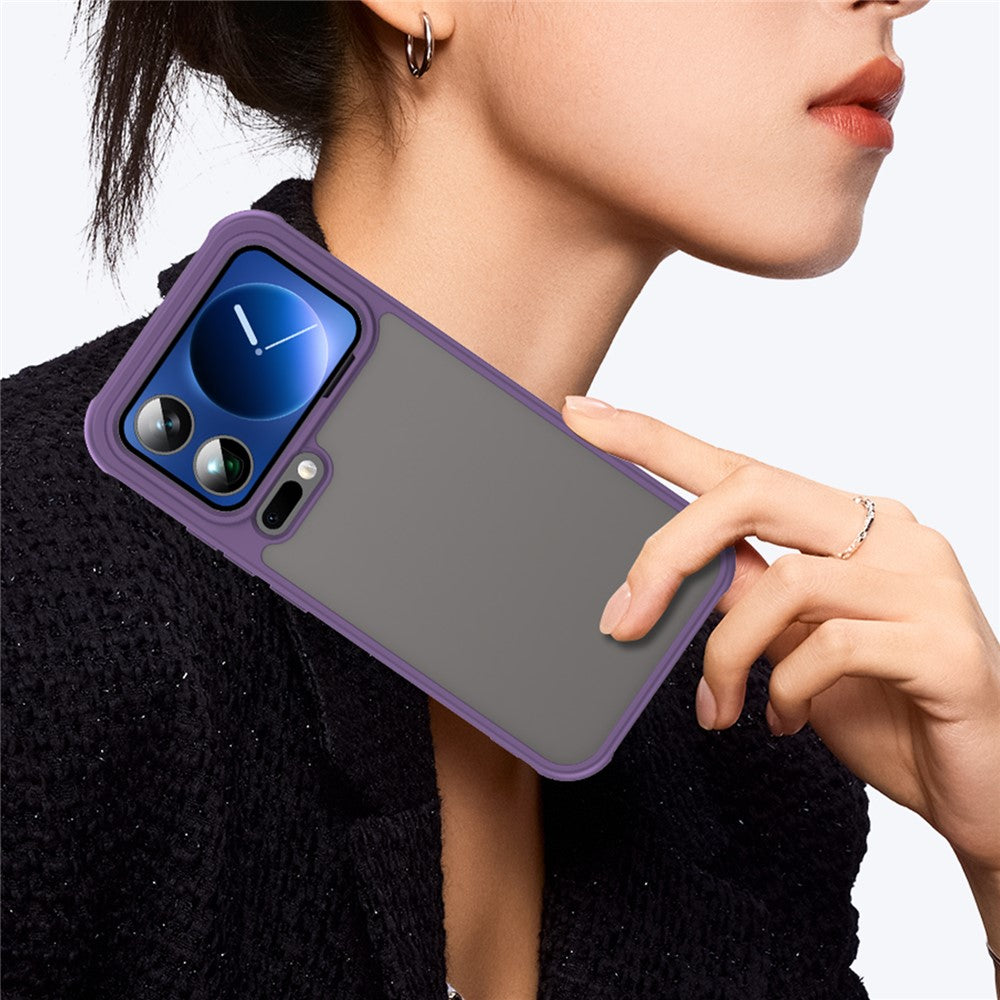 For Xiaomi 17 Pro Max Case Drop Proof Airbags Frosted Translucent PC + TPU Phone Back Cover - Purple