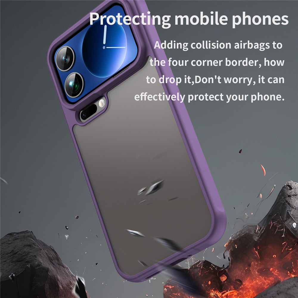 For Xiaomi 17 Pro Max Case Drop Proof Airbags Frosted Translucent PC + TPU Phone Back Cover - Purple