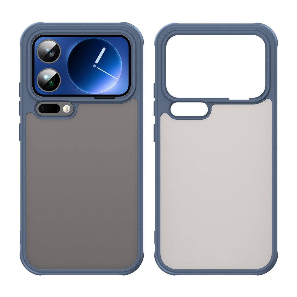 For Xiaomi 17 Pro Max Case Drop Proof Airbags Frosted Translucent PC + TPU Phone Back Cover - Blue