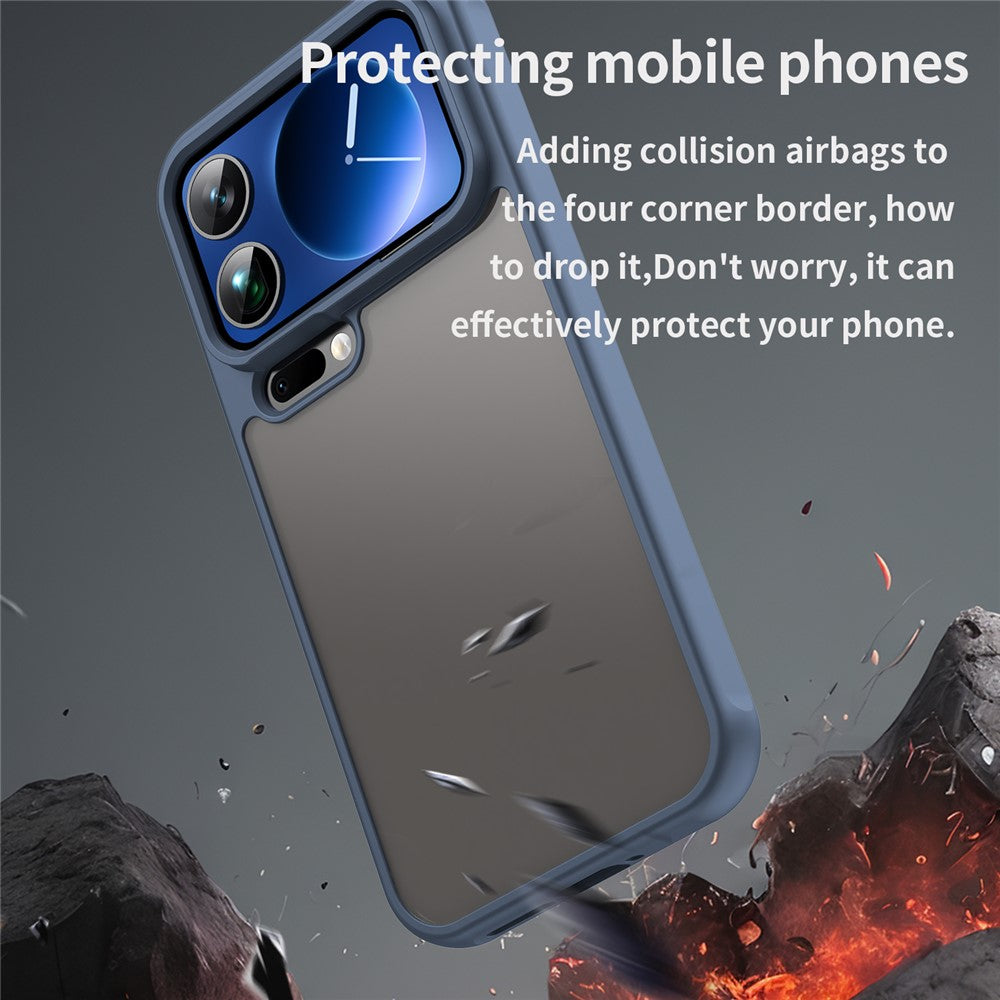 For Xiaomi 17 Pro Max Case Drop Proof Airbags Frosted Translucent PC + TPU Phone Back Cover - Blue