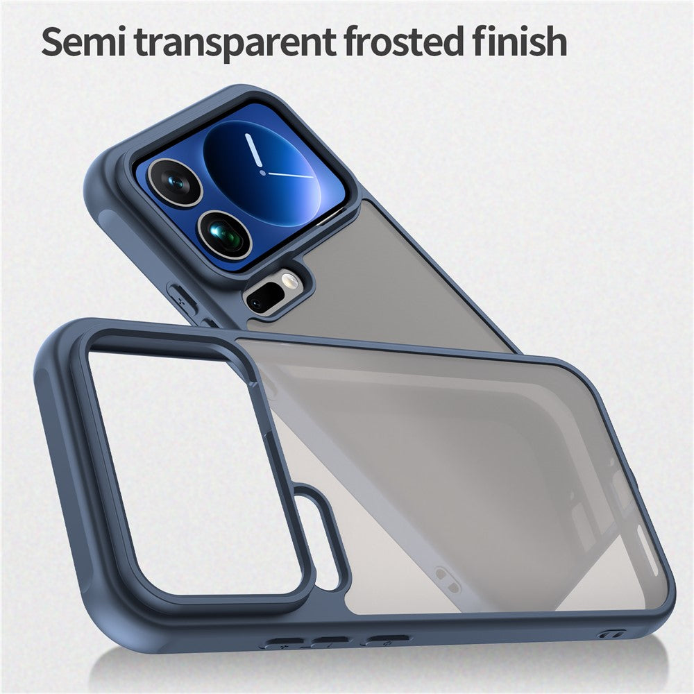 For Xiaomi 17 Pro Max Case Drop Proof Airbags Frosted Translucent PC + TPU Phone Back Cover - Blue