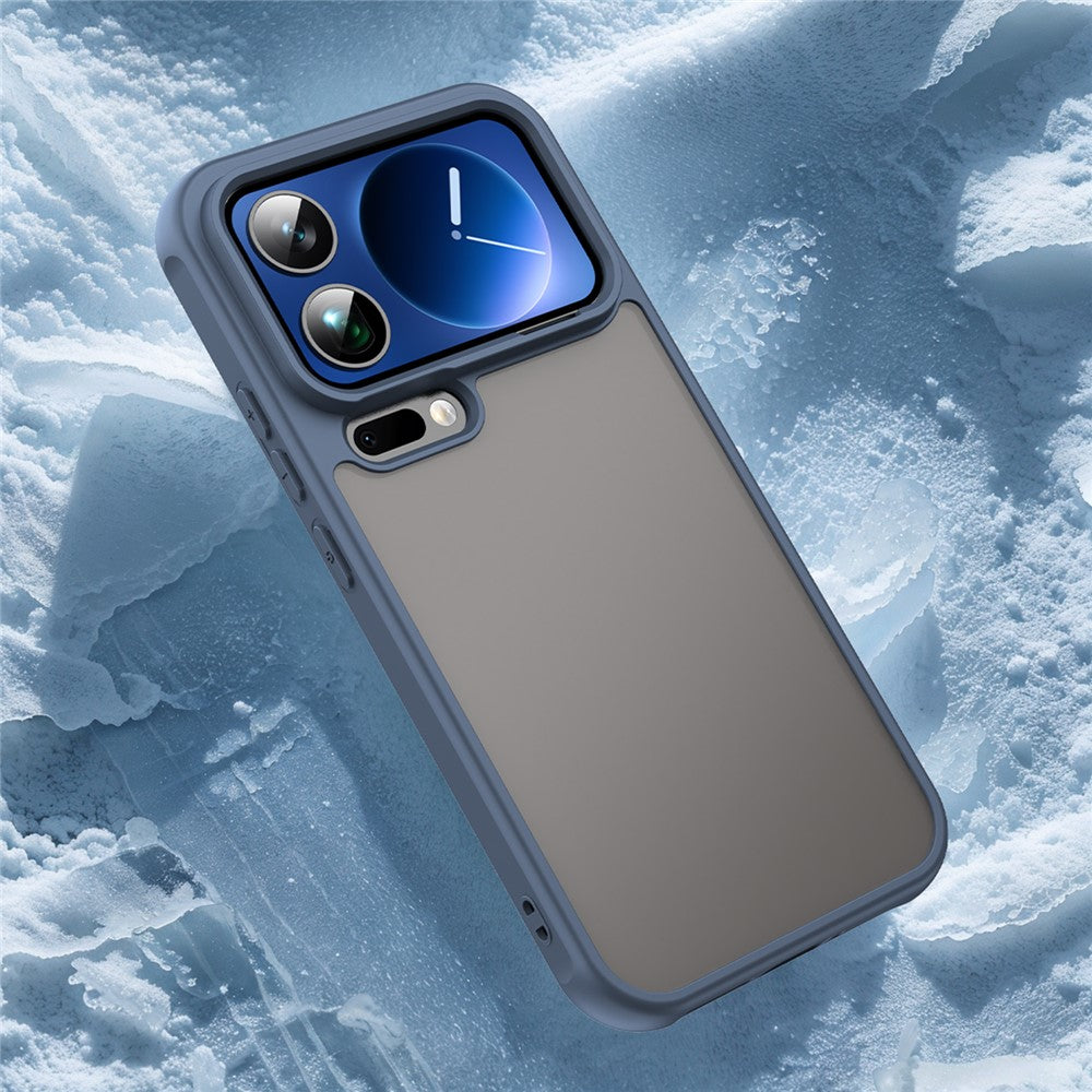 For Xiaomi 17 Pro Max Case Drop Proof Airbags Frosted Translucent PC + TPU Phone Back Cover - Blue
