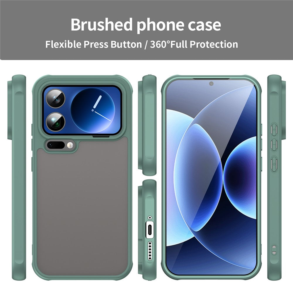 For Xiaomi 17 Pro Max Case Drop Proof Airbags Frosted Translucent PC + TPU Phone Back Cover - Green