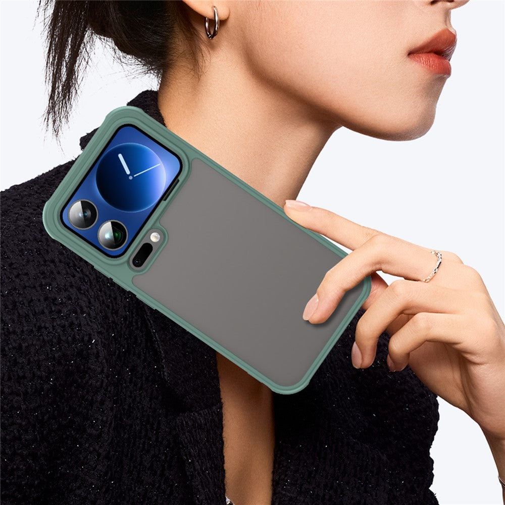 For Xiaomi 17 Pro Max Case Drop Proof Airbags Frosted Translucent PC + TPU Phone Back Cover - Green