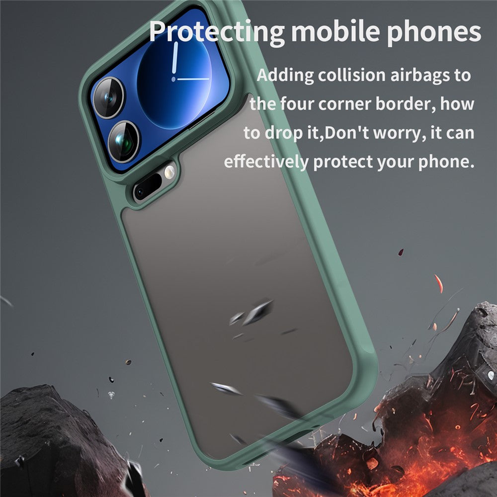 For Xiaomi 17 Pro Max Case Drop Proof Airbags Frosted Translucent PC + TPU Phone Back Cover - Green
