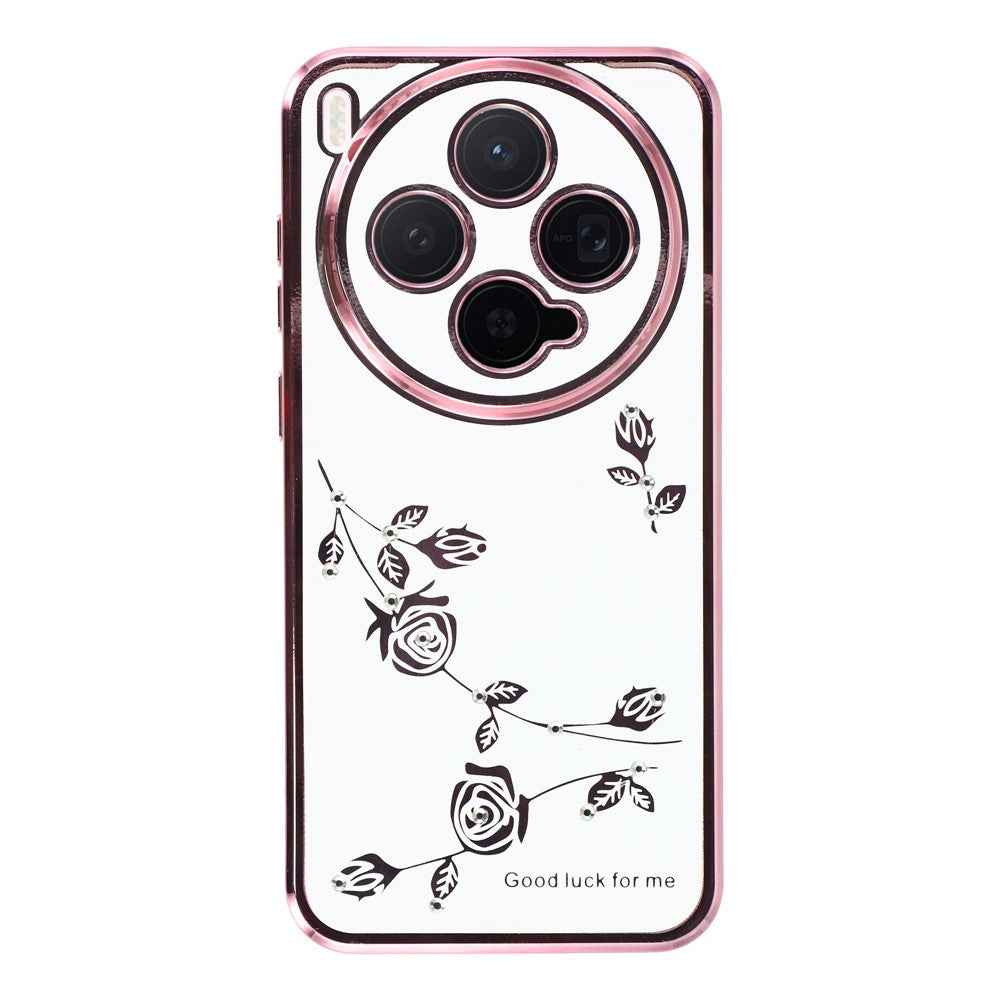 KADEM For vivo X300 5G Case Flower Rhinestone Decor TPU Phone Cover - Rose Gold