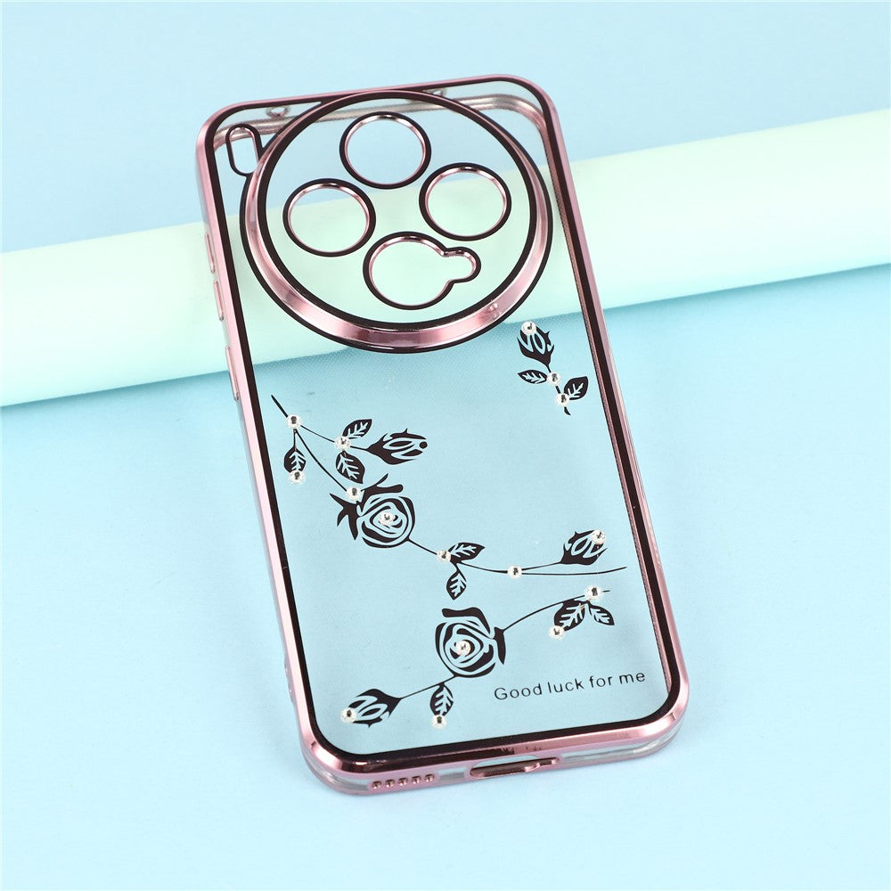 KADEM For vivo X300 5G Case Flower Rhinestone Decor TPU Phone Cover - Rose Gold