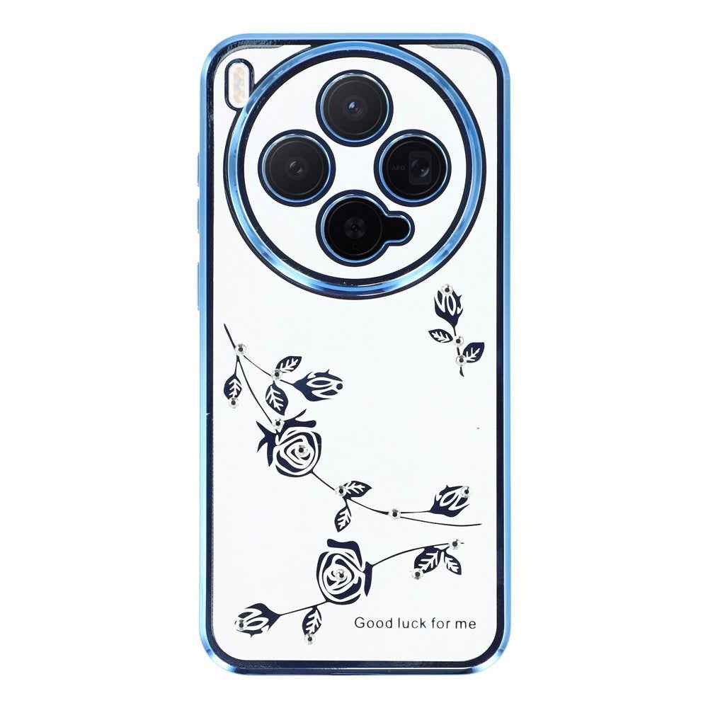 KADEM For vivo X300 5G Case Flower Rhinestone Decor TPU Phone Cover - Blue