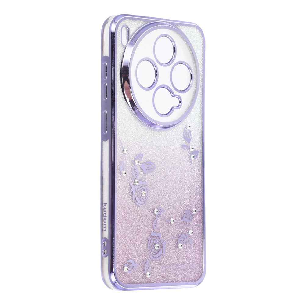 KADEM For vivo X300 5G Case Flower Pattern TPU Gradient Phone Cover with Lanyards - Purple