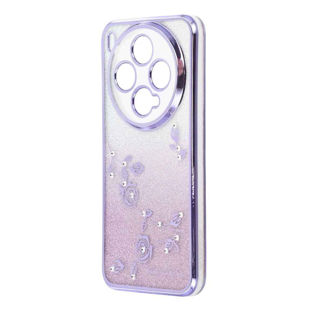 KADEM For vivo X300 5G Case Flower Pattern TPU Gradient Phone Cover with Lanyards - Purple
