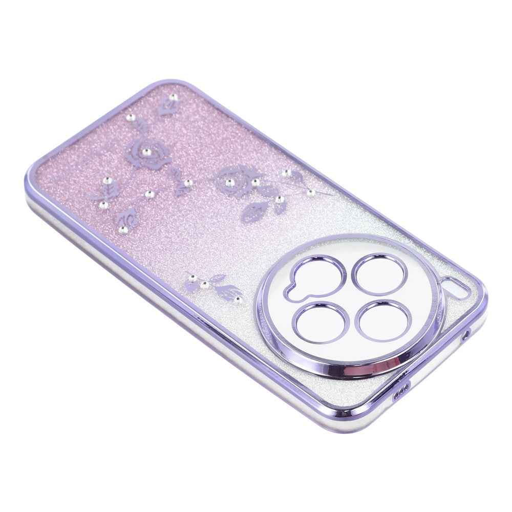 KADEM For vivo X300 5G Case Flower Pattern TPU Gradient Phone Cover with Lanyards - Purple