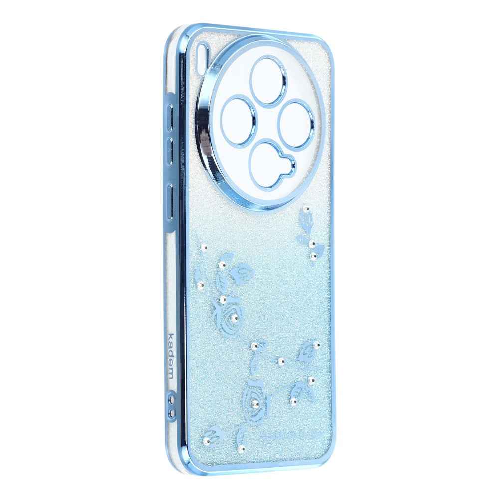 KADEM For vivo X300 5G Case Flower Pattern TPU Gradient Phone Cover with Lanyards - Blue