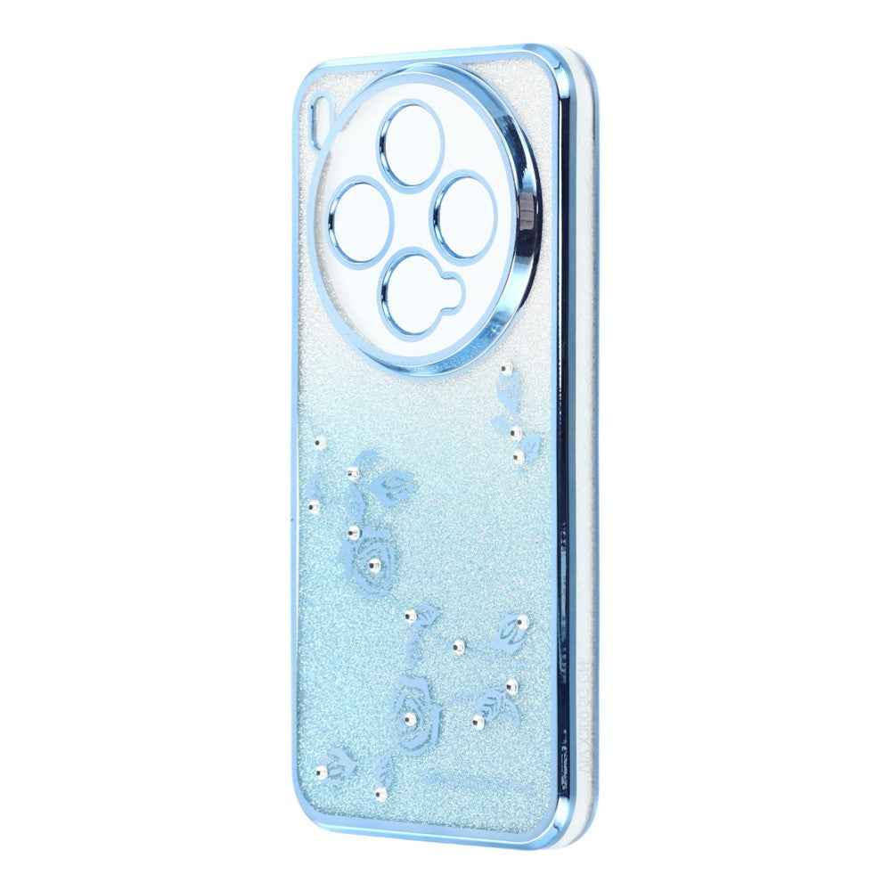 KADEM For vivo X300 5G Case Flower Pattern TPU Gradient Phone Cover with Lanyards - Blue