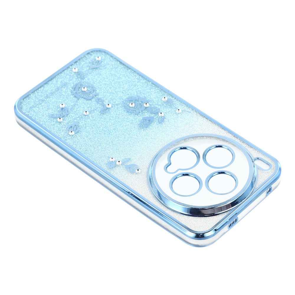 KADEM For vivo X300 5G Case Flower Pattern TPU Gradient Phone Cover with Lanyards - Blue