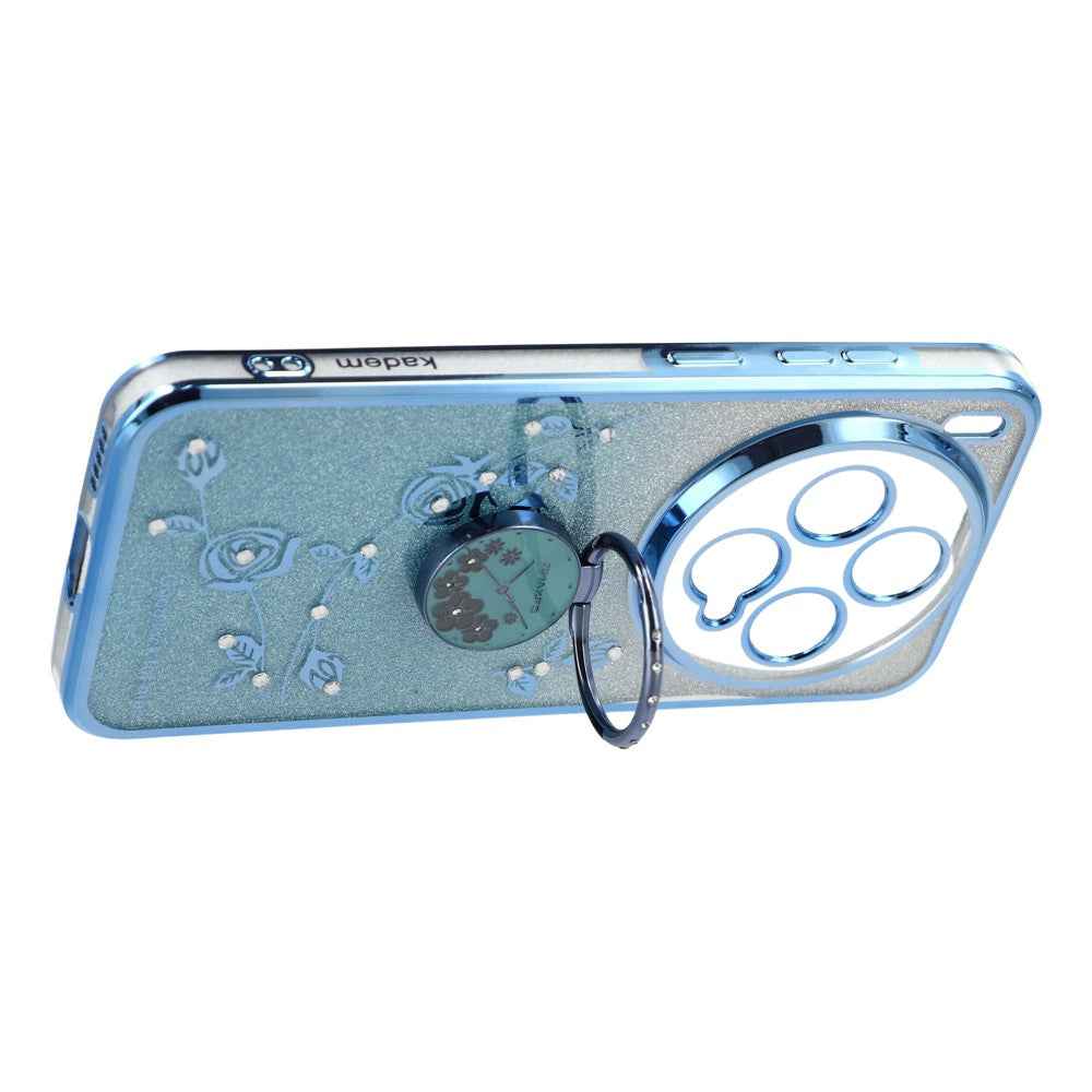 KADEM For vivo X300 5G Case Ring Kickstand TPU Flowers Phone Cover Gradient Glitter - Blue