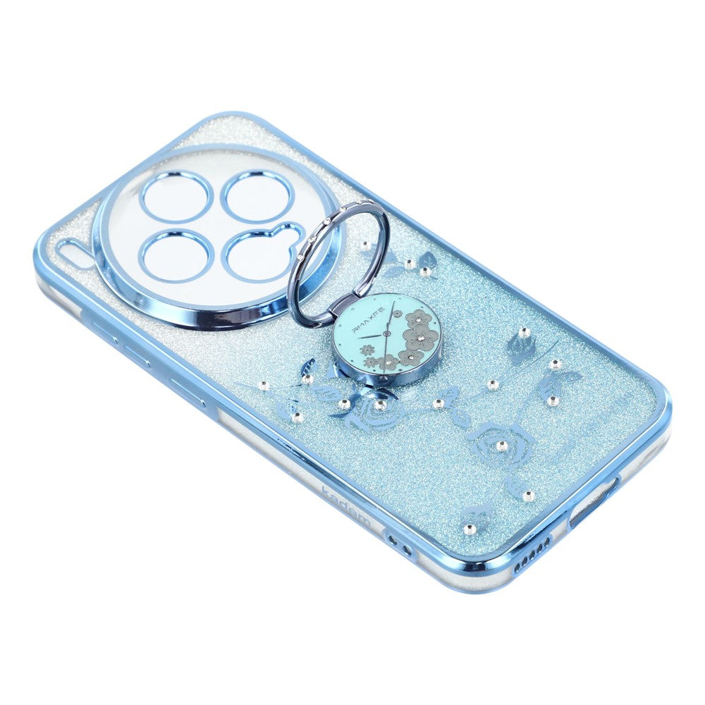 KADEM For vivo X300 5G Case Ring Kickstand TPU Flowers Phone Cover Gradient Glitter - Blue