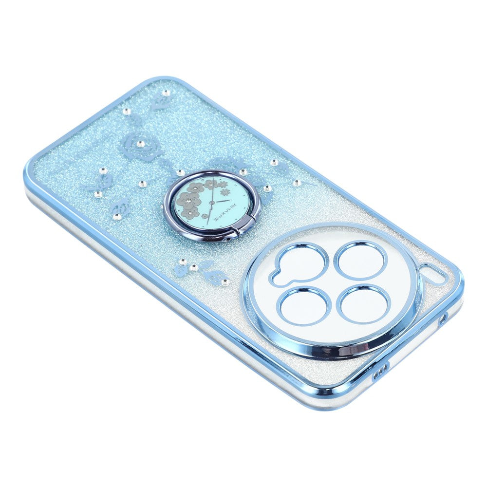 KADEM For vivo X300 5G Case Ring Kickstand TPU Flowers Phone Cover Gradient Glitter - Blue