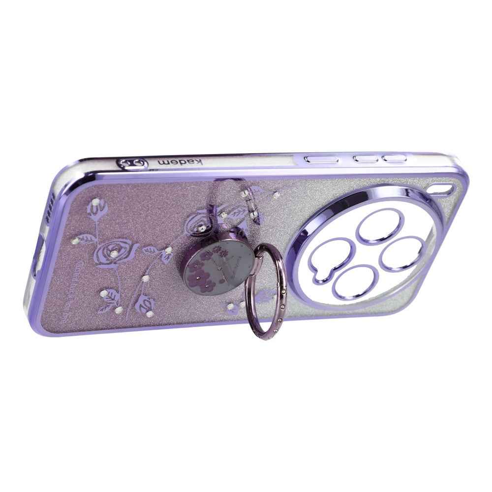 KADEM For vivo X300 5G Case Ring Kickstand TPU Flowers Phone Cover Gradient Glitter - Purple