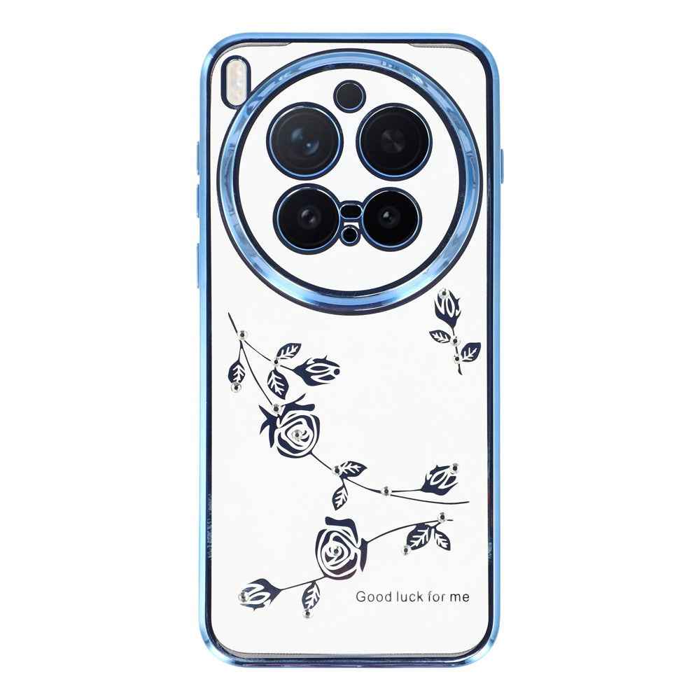 KADEM For vivo X300 Pro 5G Case Flower Rhinestone Decor TPU Phone Cover - Blue