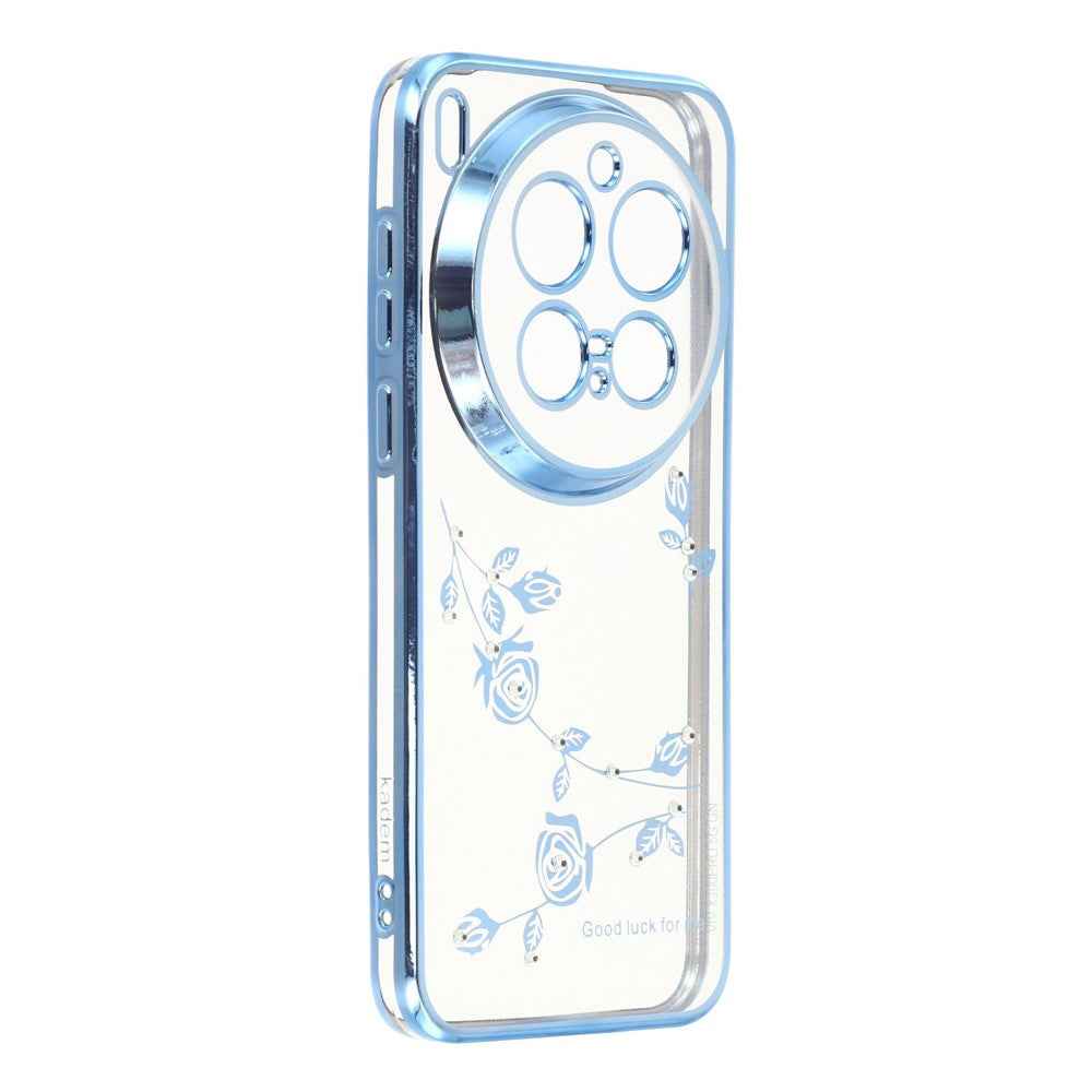 KADEM For vivo X300 Pro 5G Case Flower Rhinestone Decor TPU Phone Cover - Blue
