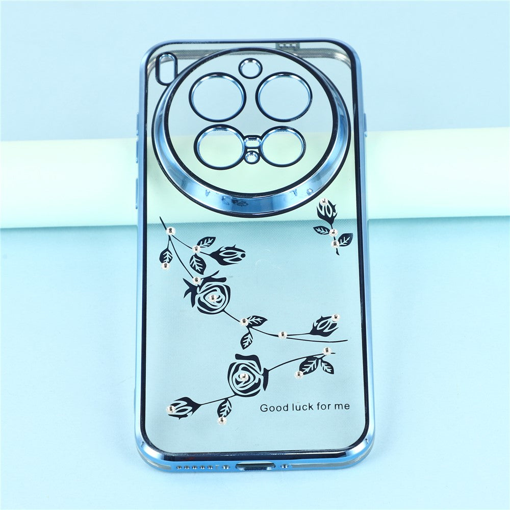 KADEM For vivo X300 Pro 5G Case Flower Rhinestone Decor TPU Phone Cover - Blue