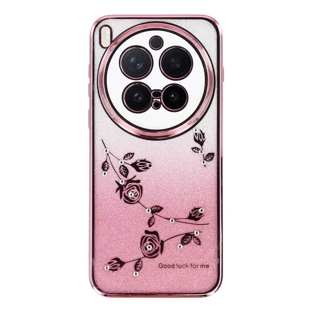 KADEM For vivo X300 Pro 5G Case Flower TPU Flexible Gradient Phone Cover - Rose Gold