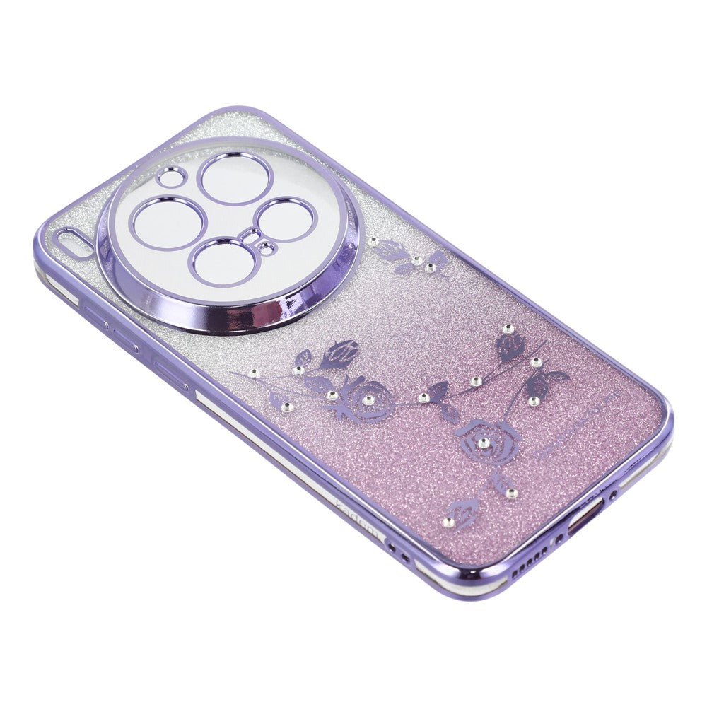 KADEM For vivo X300 Pro 5G Case Flower Pattern TPU Gradient Phone Cover with Lanyards - Purple